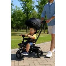 Triciclo Empurrador e Andador Vetrol, Bicicleta Preto com Proteção Solar, Motinha e Passeio