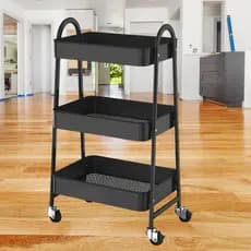 Prateleira de Metal com Suporte para Secador, Carrinho, Perfume, Tempero, Fruteira, Escova e Rodinha