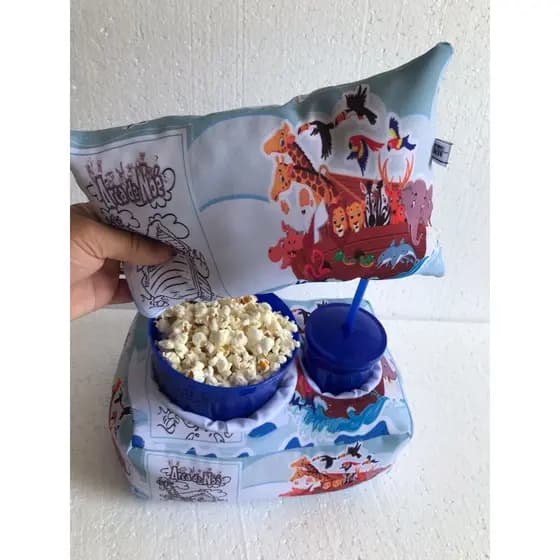 Kit Cinema Almofada Porta Pipoca + Mini Almofada decorativa Tema Arca de Noé