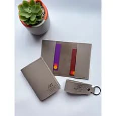 10 Kit Porta-cartão + chaveiro em couro sintético personalizado a laser