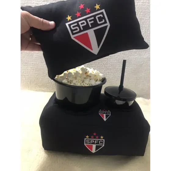 Kit Almofada Porta Pipoca + Mini Almofada SPFC