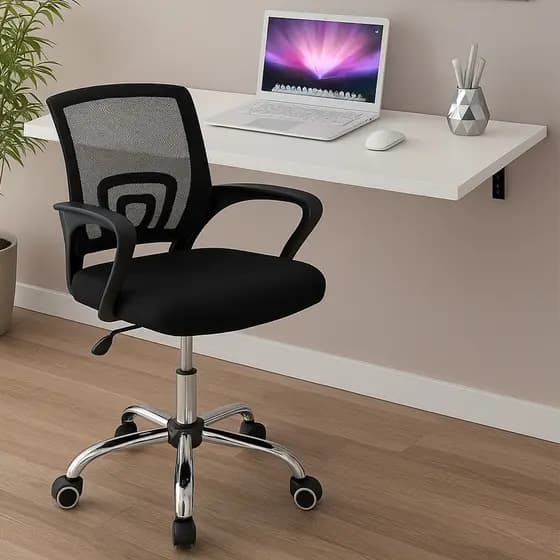 Mesa Dobrável de Parede Cadeira de Escritório Giratória Ergonômica