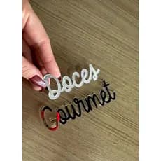 2 Nomes  Doces gourmet no acrílico espelhado prata 100mm