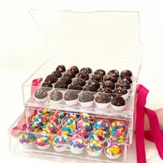 Expositor Porta Brigadeiro com Pegador – Ideal para Vendas | Até 70 Unidades