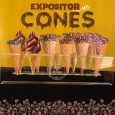 Expositor de cones trufados de acrílico com 12 furos