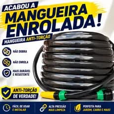 Mangueira de Jardim Anti-Dobras Preta com Esguicho Regulável + Conectores | Mangueira Não Dobra