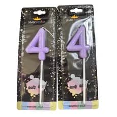 2 Velas Aniversário LILAS CANDY COM GLITTER / SILVER PROMOÇÃ