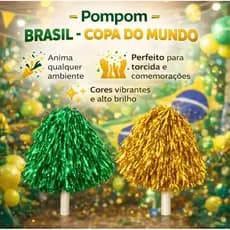 20 POM POM AMARELO E VERDE / LÍDER TORCIDA COPA