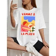 Blusa Feminina La Playa StreetWear 100% Algodão Premium T-Shirt Moda Gringa Camiseta