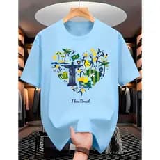 Camiseta "I LOVE BRASIL" Streetwear Camisa 100% Algodão Premium Lançamento Unissex T-shirt