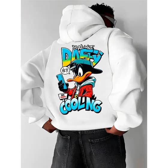 Blusa Moletom Unissex DAFFY COOLING Estampado Algodão Canguru Masculino Capuz Streetwear Feminino