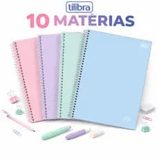 Caderno Universitário Tilibra 10 Matérias Cores Pastel 160 Folhas 27,5 x 20,5 cm