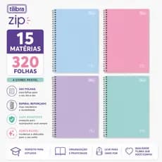Caderno Universitário Tilibra 15 Matérias Cores Pastel 240 Folhas 27,5 x 20,5 cm