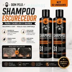 Shampoo Escurecedor Dom Pelo | Recupera a Cor dos Fios | Cabelo e Barba | Resultado Gradual | Kit 2 Unidades