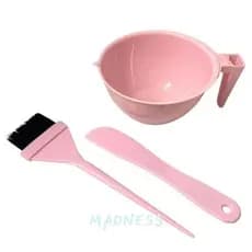 Kit Tintura Quimica Cumbuca + Espatula + Pincel Salão Rosa Profissional para Cabelo