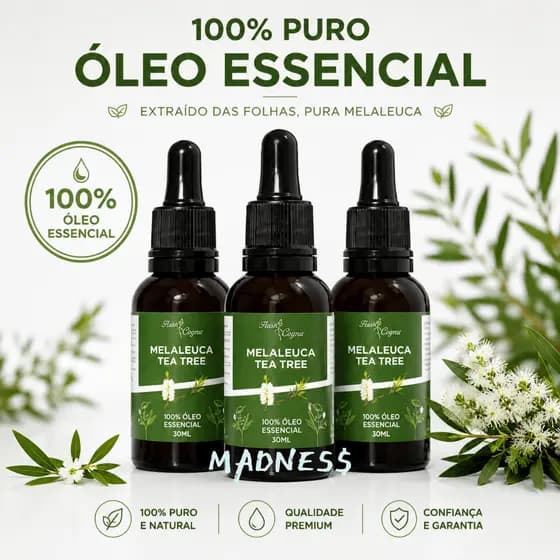 Óleo Essencial De Melaleuca Tea Tree 100% Puro Natural 30ml Premium Para Pele Unhas Aromaterapia Qualidade Profissional