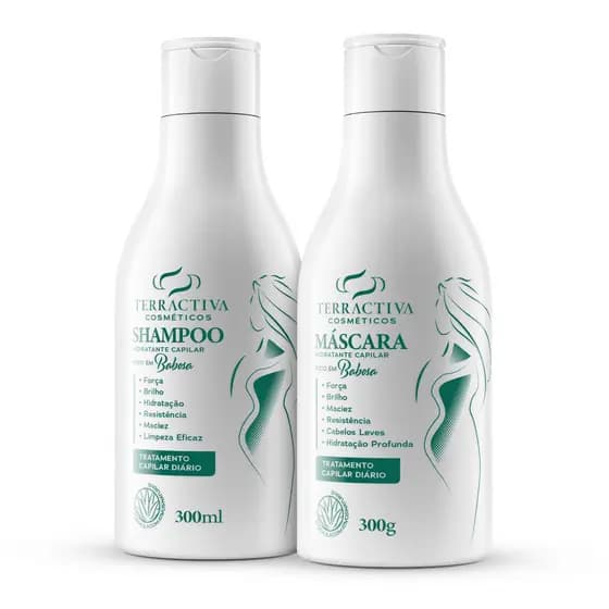 Kit Babosa Com Máscara e Shampoo De 300ml TERRACTIVA