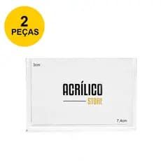 Display em Acrílico Duplo Horizontal 7,4x3cm - Kit 2 Peças