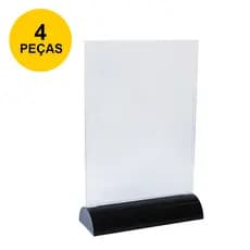 Display em Acrílico tipo T A3 Vertical (30x42cm) - Kit 4 Peças