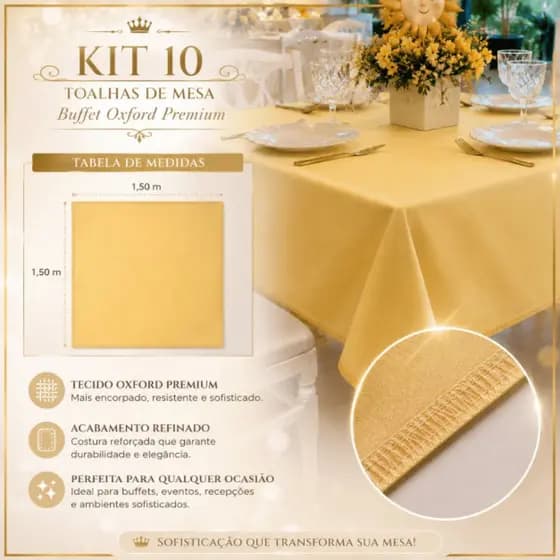 Kit 10  Toalhas Mesa Quadrada 1,50x1,50 Para Festa Buffet Acabamento Overloque Promoção