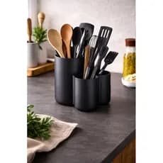 Organizador de Utensílios de Cozinha 3 em 1 Premium | Porta Talheres Moderno Multi Compartimentos | Suporte Utensílios