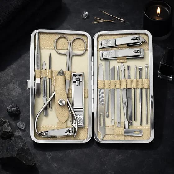 kit manicure e pedicure 19 pçs cortador alicate unha empurrador cuticula tesouras