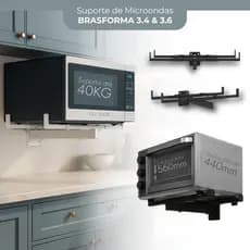 Suporte Microondas Forno Elétrico Universal De Parede Suporta Até 40KG Branco Ou Preto Ajustável