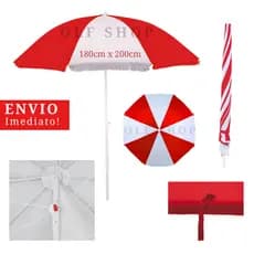 Guarda Sol Praia Piscina Jardim Grande 1,80 Metros Camping Hotel Proteção UV FPS 70 Cor Vermelho