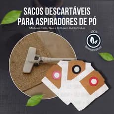 Saco Para Aspirador De Pó Electrolux Descartável Modelos Neo - Listo e Pet-Lover 3 Unidades Barato