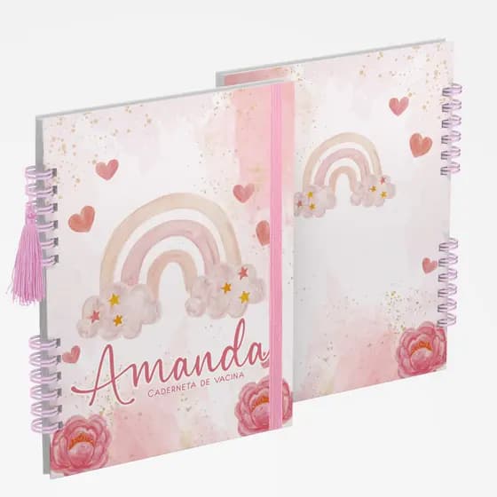 Caderneta de Saúde Vacina Personalizada Menina Arco Iris 1