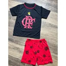 Pijama Infantil Juvenil Masculino tematico de malha meia manga com short algodão