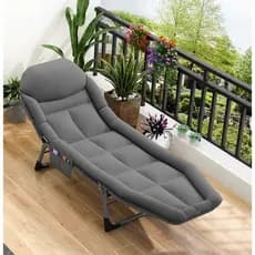 MC-19 Espreguiçadeira Cama Dobrável Almofadado Conforto Relaxante Para seu Descanso Aço Até 200kg Multiuso