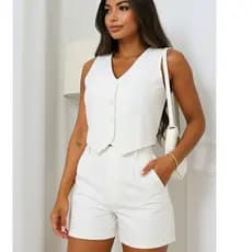 CONJUNTO FEMININO SOCIAL LUXO - SHORT E COLETE FESTAS TRABALHO