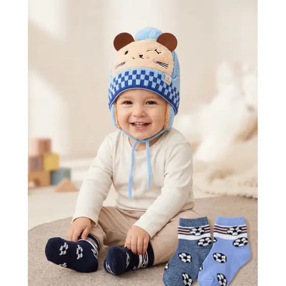 Touca Infantil Inverno Bichinhos Quentinha com Protetor de Orelha | Bebê Menino Menina