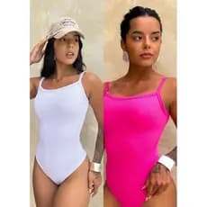 kit com 2 Body Feminino Alcinha Alça Fina Bory Blogueira Básica Tendência Moda Feminina
