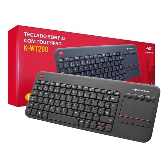 Teclado Wireless C3Tech K-Wt200Bk Touchpad Smart Tv - Preto