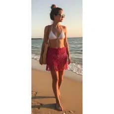 Saia Com Franja de Croche Saida Com Amarracao Saida de Praia Feminina