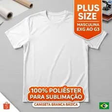 Camiseta Branca Basica Plus Size Premium Masculina G1 G2 G3 Blusa 100% Poliester Sublimacao Atacado