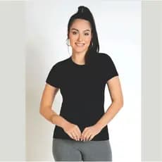 5 Baby Look Feminina Preta | T-SHIRT Lisa Poliéster para Personalização e Sublimação
