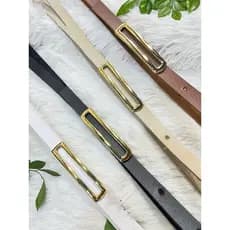 Cinto Feminino Courino Sintético Fivela Quadrada Com Dourado Fino Delicado Básico Casual Acessórios Feminino Em Tendência kit 3 desconto