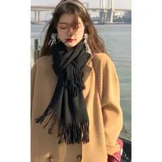 Lenço Longo cachecol Feminino masculino De Cashmere Sintética Cor Lisa Com Borla Para Inverno 70X180 Blusa Preta Térmica Com Forro Veludo Inverno Manga Longa Tamanho Único lenço serja