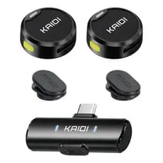 Kaidi Microfone Tipo C De Lapela Duplo Sem Fio Preto