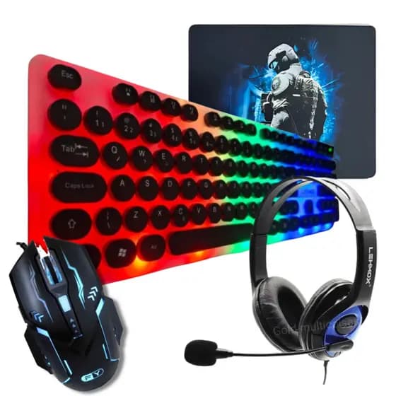 Kit Teclado RGB Mouse 7 b Headset Gamer Mouse Pad Gamer Pc Notebook