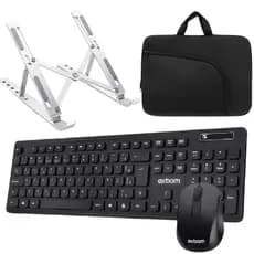 Kit Para Notebook Teclado E Mouse S/ Fio + Suporte de Alumínio + Capa/Case/Maleta Com Bolso e Alça