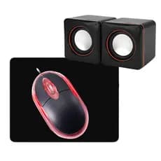 Mouse Usb Exbom + Caixinha De Som P/ Pc Usb Brinde Mousepad