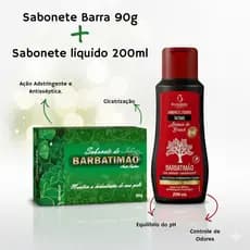 Kit Sabonete Íntimo Barbatimão Líquido 200ml + Sabonete Barra 90g | Uso Diário