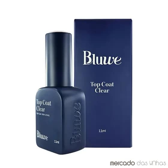 Top Coat Clear Bluwe 11ml Selante Brilho Vidro Novo Frasco Unha Gel Fibra Profissional Original