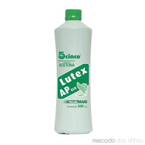 Acetona Removedor Lutex Ap Eco 500ml Cinco Para Unhas Manicure Pedicure