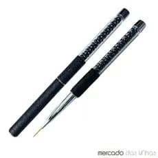 Pincel Decoração de Unha Fino Liner Cabo Preto Capa Transparente Profissional Manicure Desenho