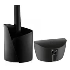 Kit 2 Peças Saleiro de Cozinha com Tampa e Porta Papel Toalha Preto UZ